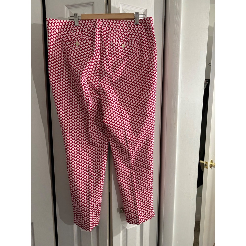 Talbots Chatham Ankle Pants 16P NWT Red White Geo Stretch MSRP $99 - Picture 6 of 8